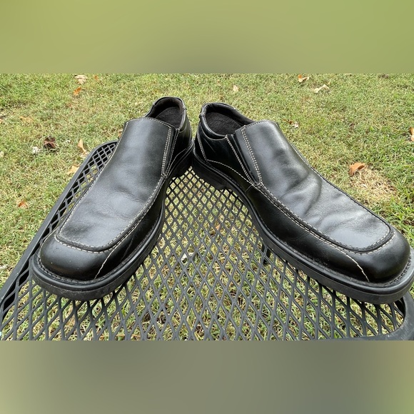 Adelchi Men’s Slip-on Black Leather Oxford Shoes - Picture 3 of 8